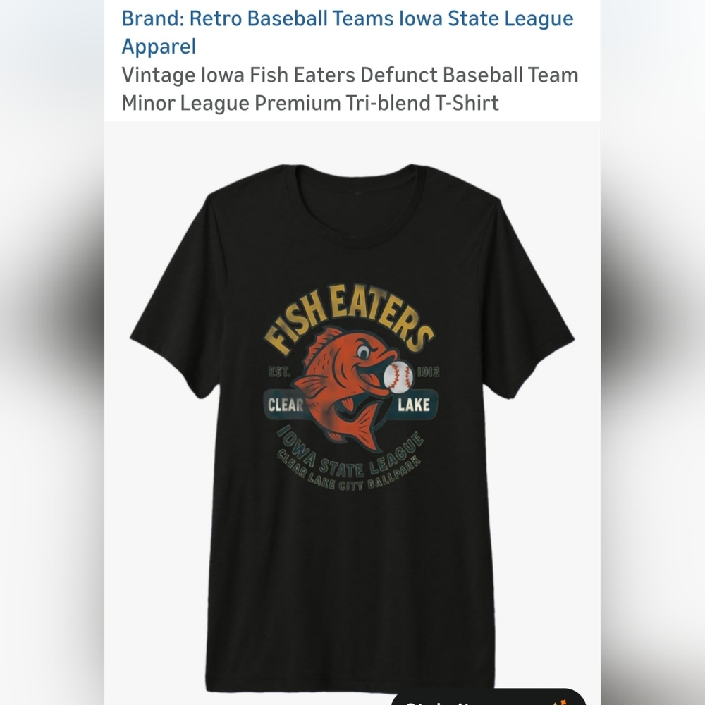 Retro Fish Eaters Black T-Shirt - Vintage Iowa Team Graphic. M-50